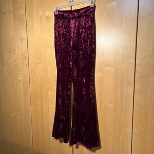Purple crushed velvet bell bottom pants Halloween size L